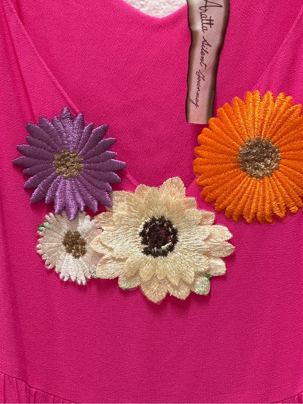 Aratta Pink Tiered Maxi Dress with Floral Accents - Picture 3 of 3